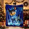 1pc Blue Dog Hero Character Blanket, Super Cozy Printed Home Blanket, All-Season Warmth
