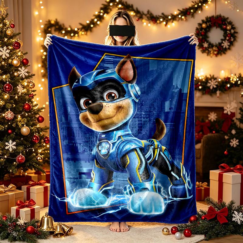 1pc Blue Dog Hero Character Blanket, Super Cozy Printed Home Blanket, All-Season Warmth