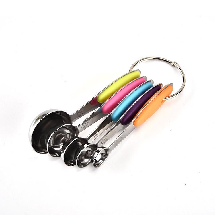 Набор из 10 мерных стаканов и ложек из нержавеющей стали с силиконовыми ручками