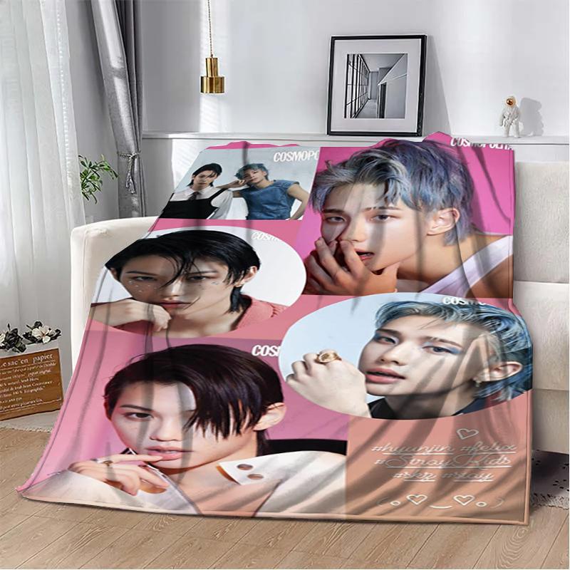 3D KPOP S-Stray-K-Kids Плед Плед для пикника Теплые фланелевые пледы Покрывала для дивана кровати Домашние Постельное белье Подарки на день рождения