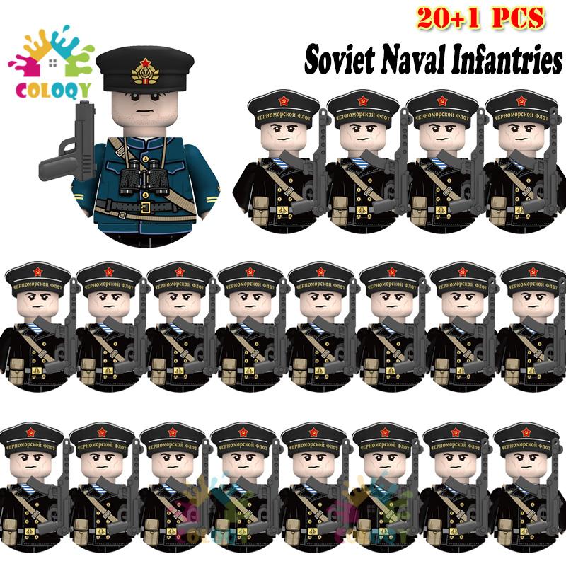 Детские игрушки 21 шт./лот Вторая мировая война N001-N095 Офицеры Солдаты Строительные блоки США Советские Великобритания Мини-фигурки Для детей Дни рождения Подарки