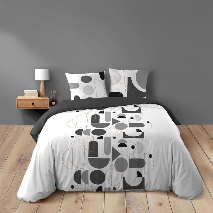 Housse couette + 2 taies 220 x 240 cm Chilipop noir