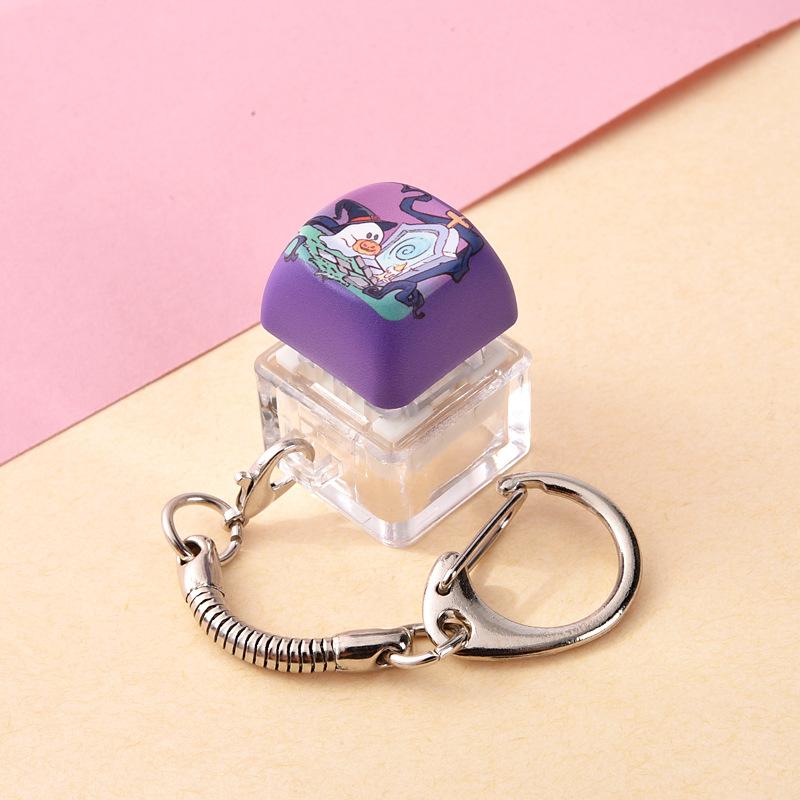 Halloween Mechanical Keycap Keychain, Portable Fidget Finger Toy Pressable Button for Office Travel Anxiety Relief Party Favor