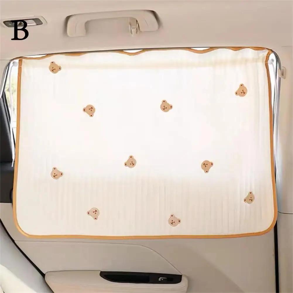 Cute Cartoon Embroidered Thickened Cotton Baby Car Cover Sliding UV Cup Installed Curtain Sunshade Suction Protection Windo O3O9