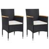 VidaXL Garden Dining Chairs 2 Pcs Woven Resin Black