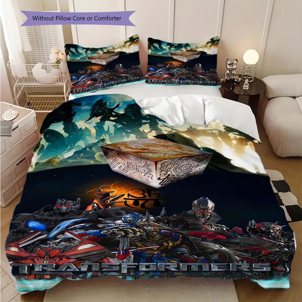 Transformers Revenge Fallen Three-piece set (1 * duvet cover + 2 * pillowcase, without core) 2D Flat Soft and comfortable Bedding set