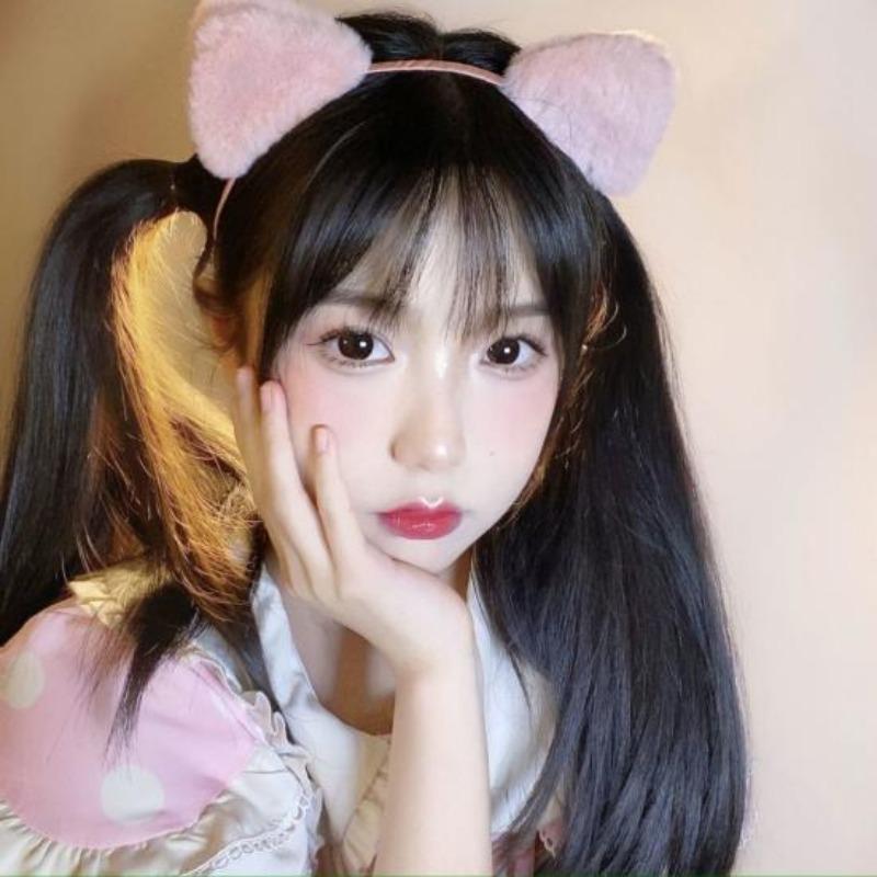 Женская повязка для волос, мягкий пушистый плюшевый мультяшный декор для ушей котенка, эластичный узкий противоскользящий обруч с узкими полями, обычная посадка, сплошной цвет, украшение на голову, обруч для волос