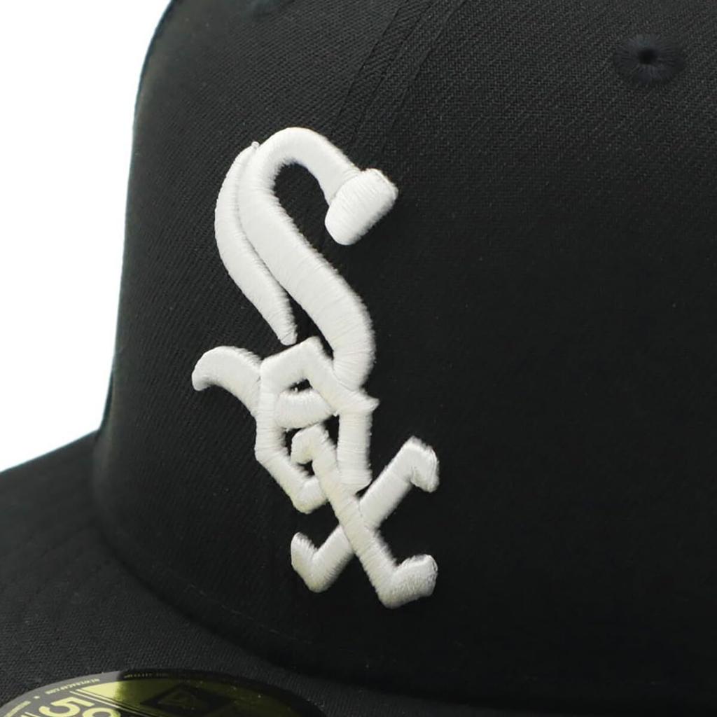 Кепка Newera 59FIFTY 14562006 NER35C7098 MLB Chicago White Sox CWS черная черная 7 боковых накладок под козырьком ONSPOTZ изготовленная на заказ кепка Gokyu Fifty Stylish