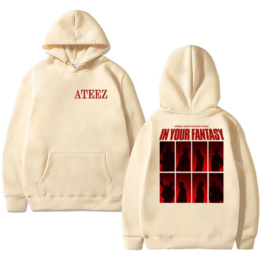Korea ATEEZ World Tour 2025 Double Sided printed New Hoodie Men women fashion Y2k Sweatshirt Unisex Fleece Long sleeve pullovers