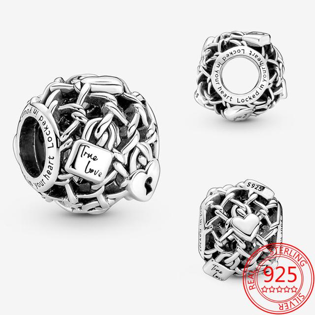 Оригинальный новый трехцветный замок и ключ подвеска шарм подходит модный браслет сделай сам S925 стерлингового серебра шарм женские модные ювелирные изделия