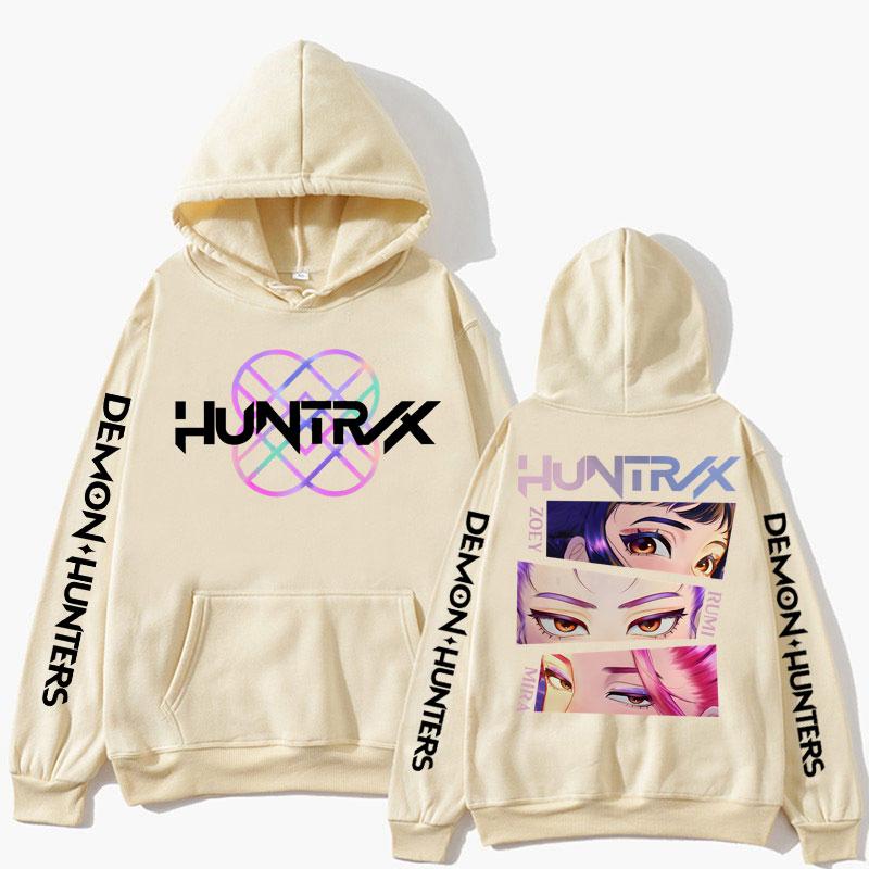 Kpop Аниме Охотники на демонов Huntrix Girls Худи Мужчины Женщины Мода Эстетичная Толстовка Оверсайз Флис Y2k Длинный Рукав Уличная Одежда