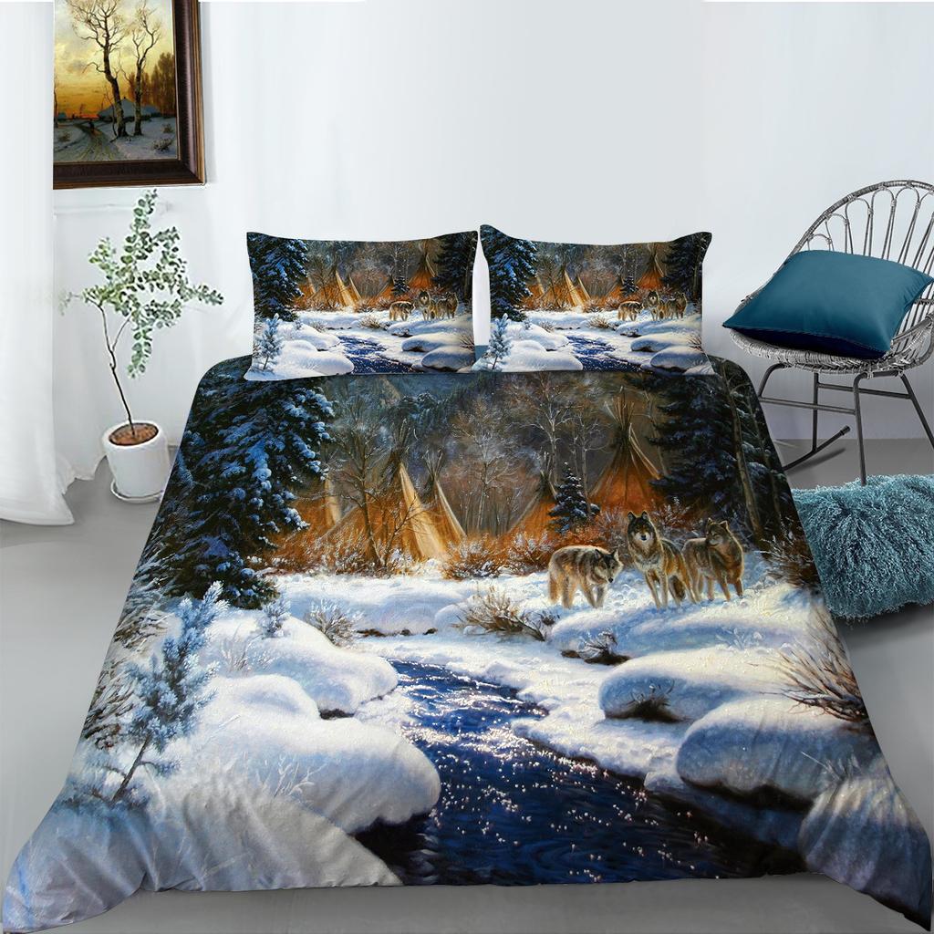 Etc Creative Wolf Series Digital Printing Bedding Two Or Three Piece Set Polyester