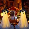 Halloween Decorations Spooky Halloween Ghost Decorations for Front Porch Yard Light-up Standing Ghost with Witch Hat for A