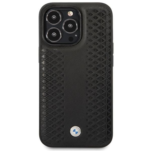 Etui do iPhone 14 Pro BMW Skórzane Wzór Diament Czarne