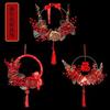 Chinese Style Red Berries Craft Ring Exquisite Lotus Model Wreath Red Berry Wreath God of Wealth Iron Ring for Wedding New Year
