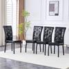 A Set of 2 Black Vintage Crocodile Leather Upholstered Dining Chairs, with Crystal Buckle and Faux Leather, Add Elegance and Mystery to Dining Area