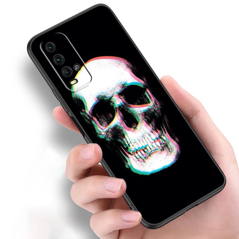 Rock And Roll Cool Skull Silicone Phone Case For Xiaomi Redmi Note 11 10 9 8 Pro 11T 10T 10S 9S 8T 9 9A 9C 9T Black Cover Coque