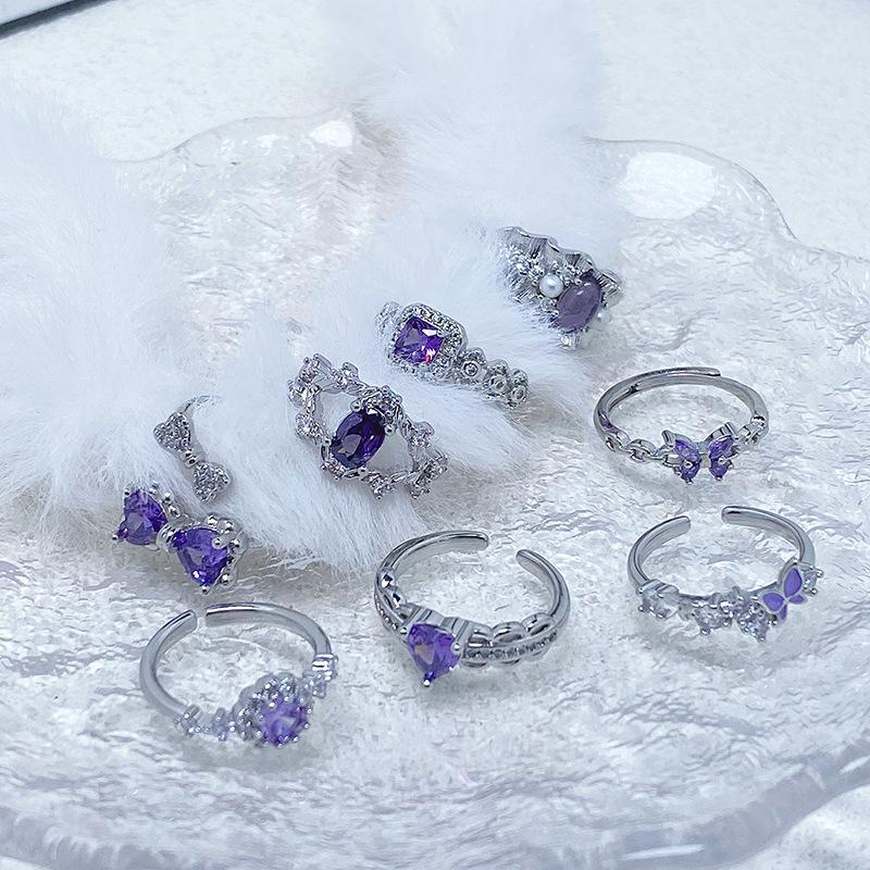 Фиолетовое Кольцо-Кольцо Сокровище Цир***** , Легкая Роскошь, Высокий Стиль, Изысканное Супер Сказочное Кольцо с Характером