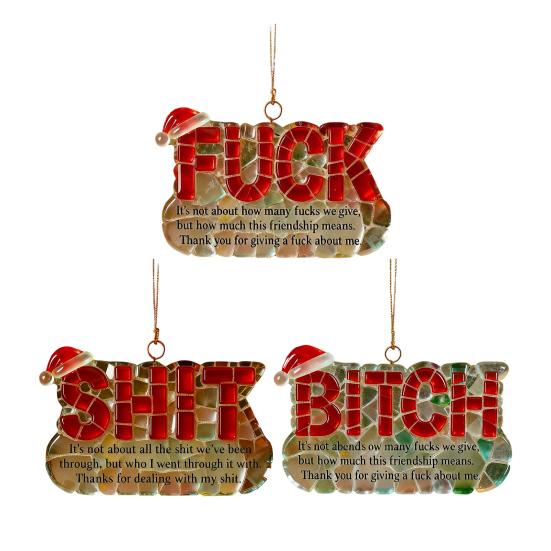 Забавное Рождественское украшение для дружбы, шарм-буква, юмористическая подвеска для друга с подвесным шнурком, праздничный декор