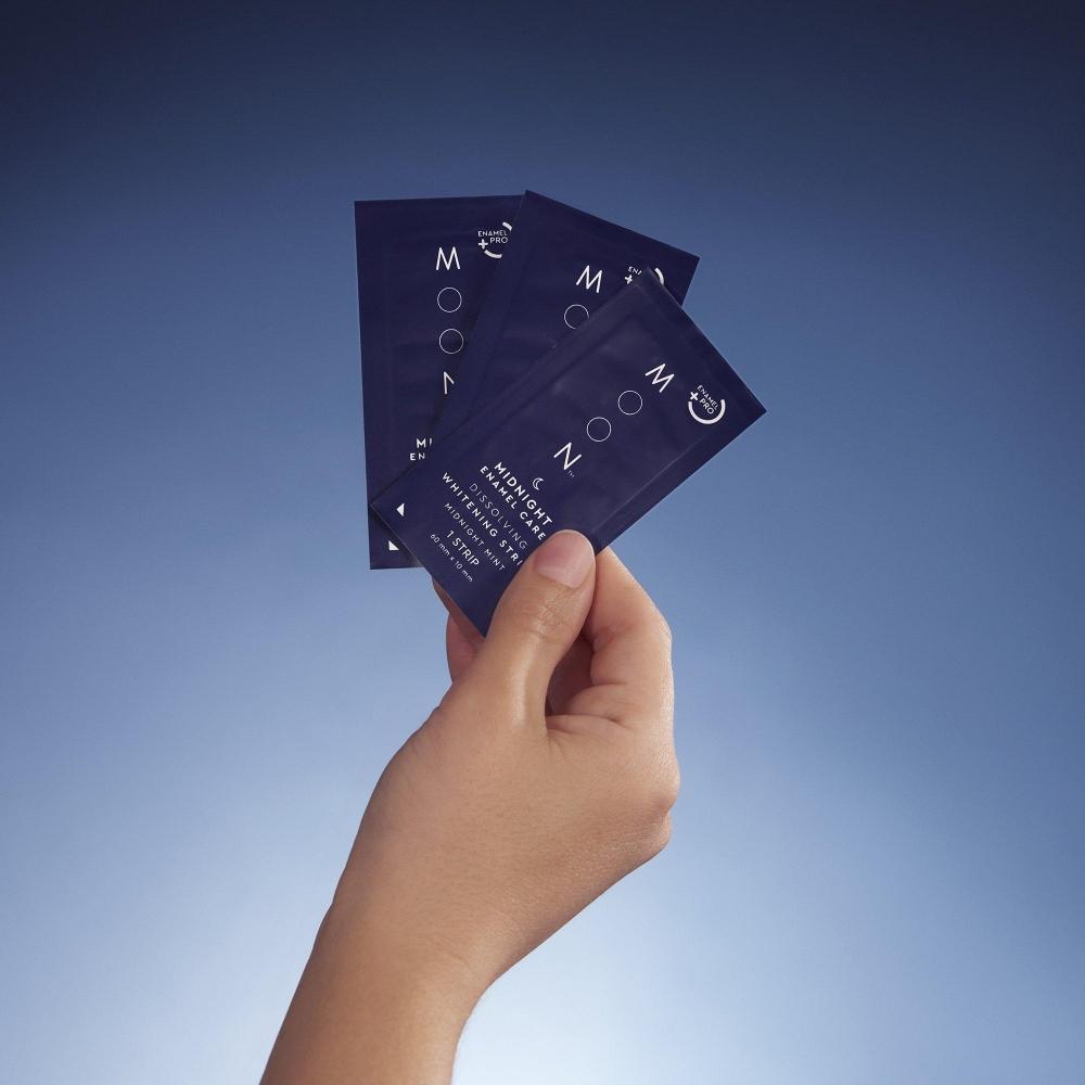 Растворяющиеся отбеливающие полоски Moon Midnight Enamel Care с гидроксиапатитом 56 шт.
