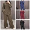 2024 Autumn Fashionable Cotton Linen Long Sleeve Casual Drawstring Pants Set