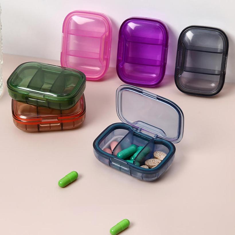 3-Compartment Small Transparent Plastic Pill Box Container Portable Travel Pill Organizer for Pocket Purse Medicine Vitamin Holder Dispenser