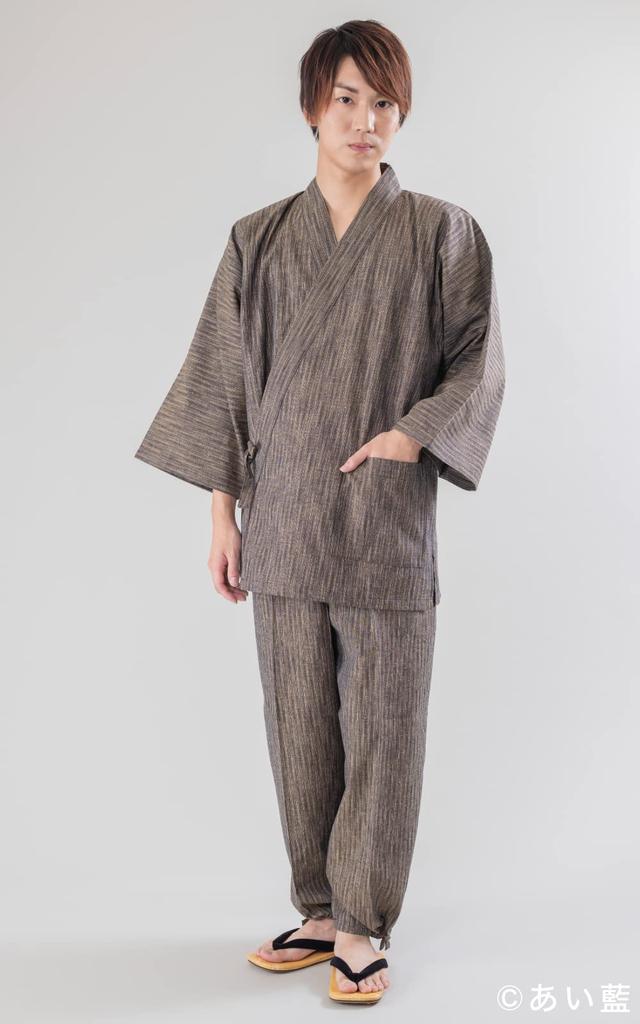 Made In Kurume Vertical Kasuri M To All Year Winter [Ai Ai] Samue, Japan, Weaving, Style, 3L, Round, Seasonal, Present, Spring, Summer, Autumn, (L,