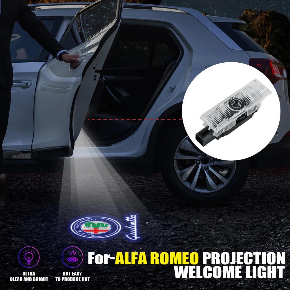 Car Stickers For Alfa Romeo 2PCS Car HD Projector Lamp Car Door Wireless Welcome Light LED Decoration Auto Accessories For Alfa