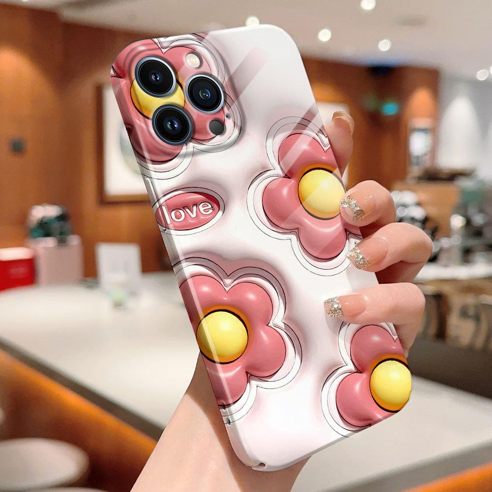 Для iPhone 16 15 14 Pro Samsung S23 A52 A33 A73 A53 Huawei Xiaomi Redmi Note 12 OPPO Vivo мультяшный цветочный дизайн полный защитный жесткий чехол для телефона