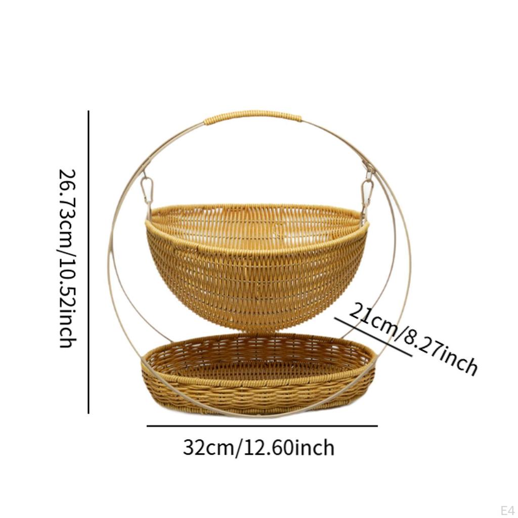 2-х уровневая корзина для хранения плетеная деревенская легкая 2-х уровневая корзина для дома