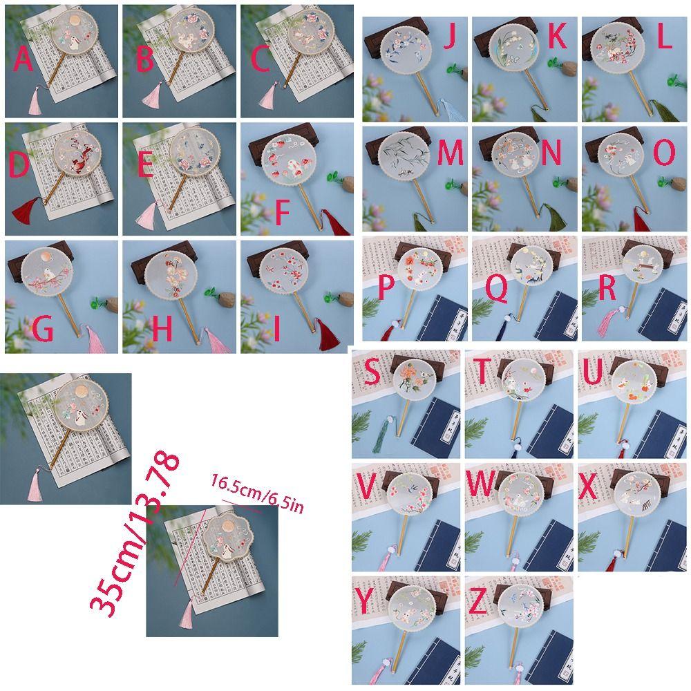 Классический круглый веер в китайском стиле, винтажный вышитый шелковый веер, двусторонний с кисточкой, ручной веер для женщин