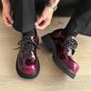 Микки повседневная кожаная обувь большая голова толстая подошва внутренняя танкетка личность 9522 обесцвечивание серый, коричневый, красный, фиолетовый-J