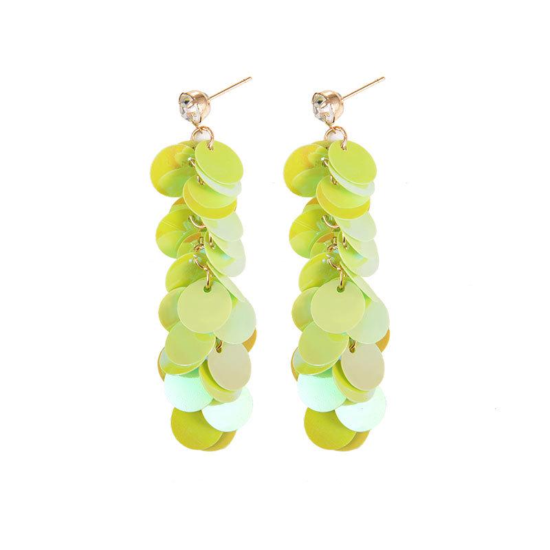 Модные темпераментные многослойные серьги с цветными пайетками, длинные серьги с кисточками, серьги для дикой личности KTJ