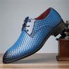 Новые мужские оксфорды кэжуал на шнуровке из кожи с заостренным вязаным узором Мужская свадебная обувь для выпускного вечера Zapatos Hombre