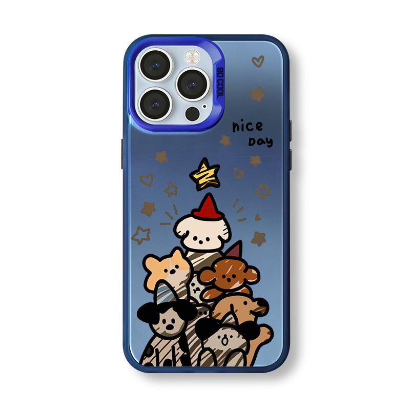 Maillard puppy case for Apple iPhone 15 Pro Max, 11 matte laser, 14 cartoon, 12 colored silver, 13 Pro