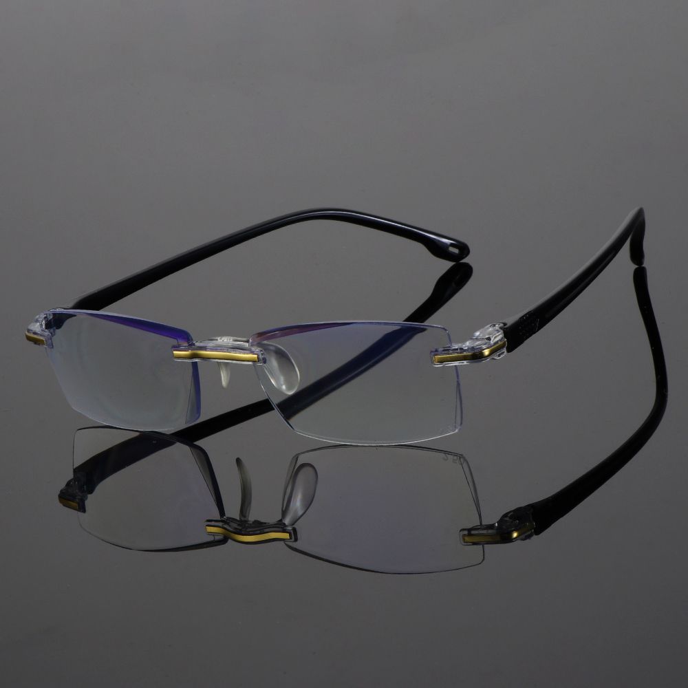 Readers Glasses Presbyopia Eyeglasses Rimless Reading Glasses Diamond Cutting Blue Light Blocking