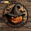 Halloween Wooden Wreath Logo Retro Pumpkin Head Horror Art Decoration Home Garden Courtyard Wooden Hanging Pendant Outdoor Props