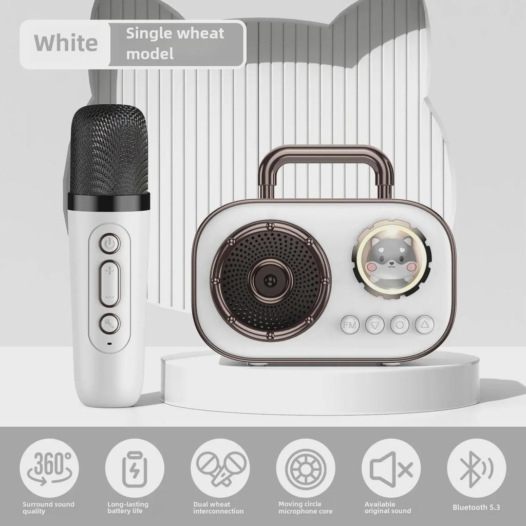 Портативная креативная Bluetooth-колонка в виде космической капсулы с микрофоном для пения на открытом воздухе и домашнего караоке