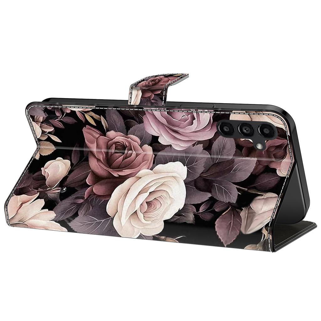 For Samsung Galaxy A24 4G (162.1 x 77.6 x 8.3mm) Case Pattern Print Leather Wallet Phone Cover