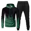 Mens Hooded Sports Tracksuit Unisex Two-Piece Running Outfits Long Sleeve Pullover Hoodies Sweatshirt+Sweatpants Set