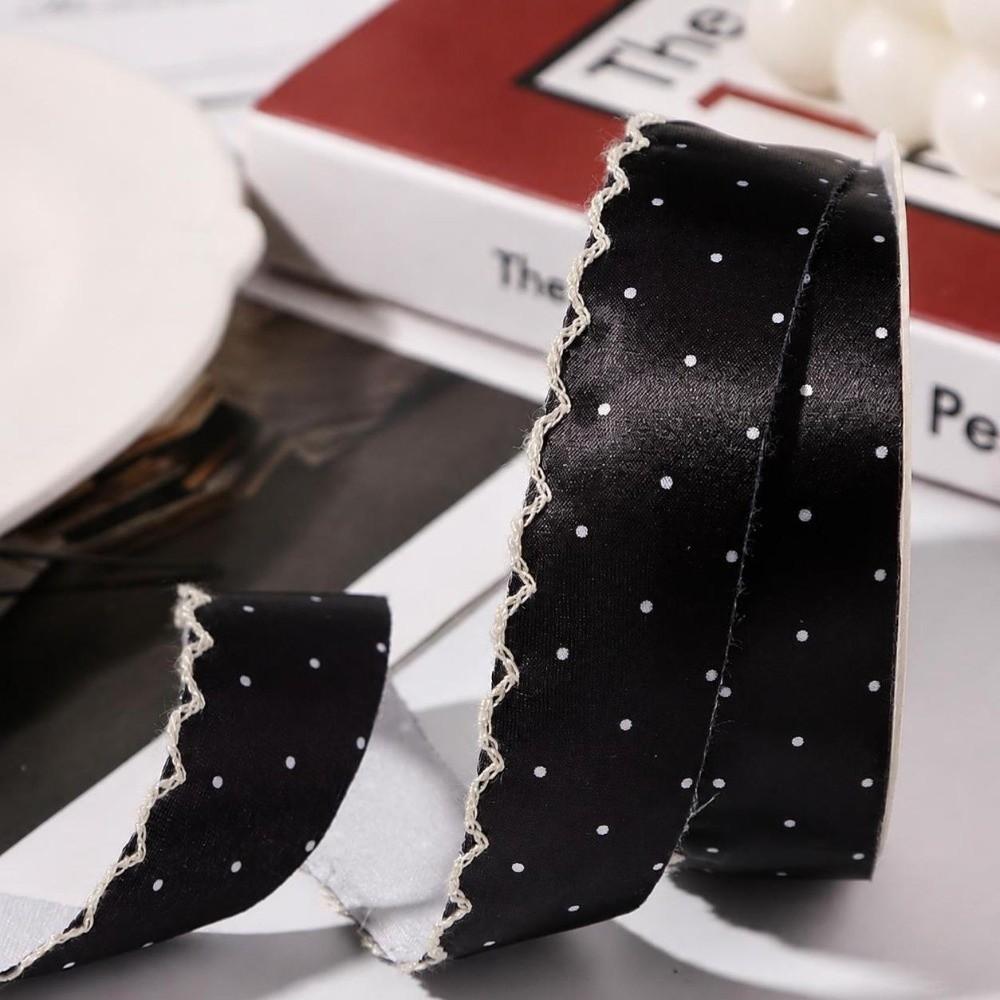 DIY Bow Satin Fabric Ribbons Gift Box Bouquet Dot Lace Ribbon Polka Dots Ribbons Gift