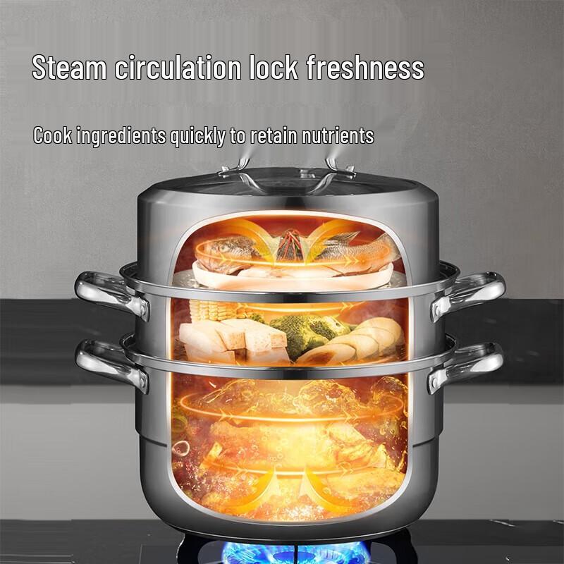 Cooker King 304 Stainless Steel 3-Layer Steamer Pot