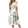Women's Fashion Short Sleeve Vintage Printed Dress Cosplay Party Evening Dress