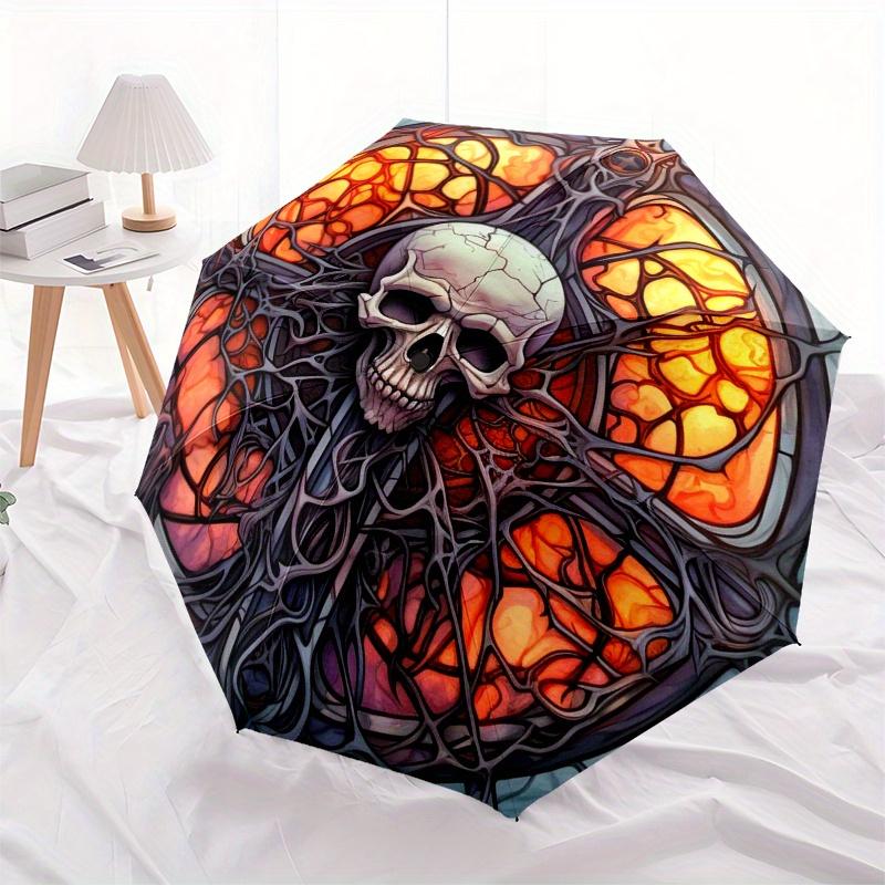 Stained Glass Skull Art Wall Decor Umbrella Day Gift Y258