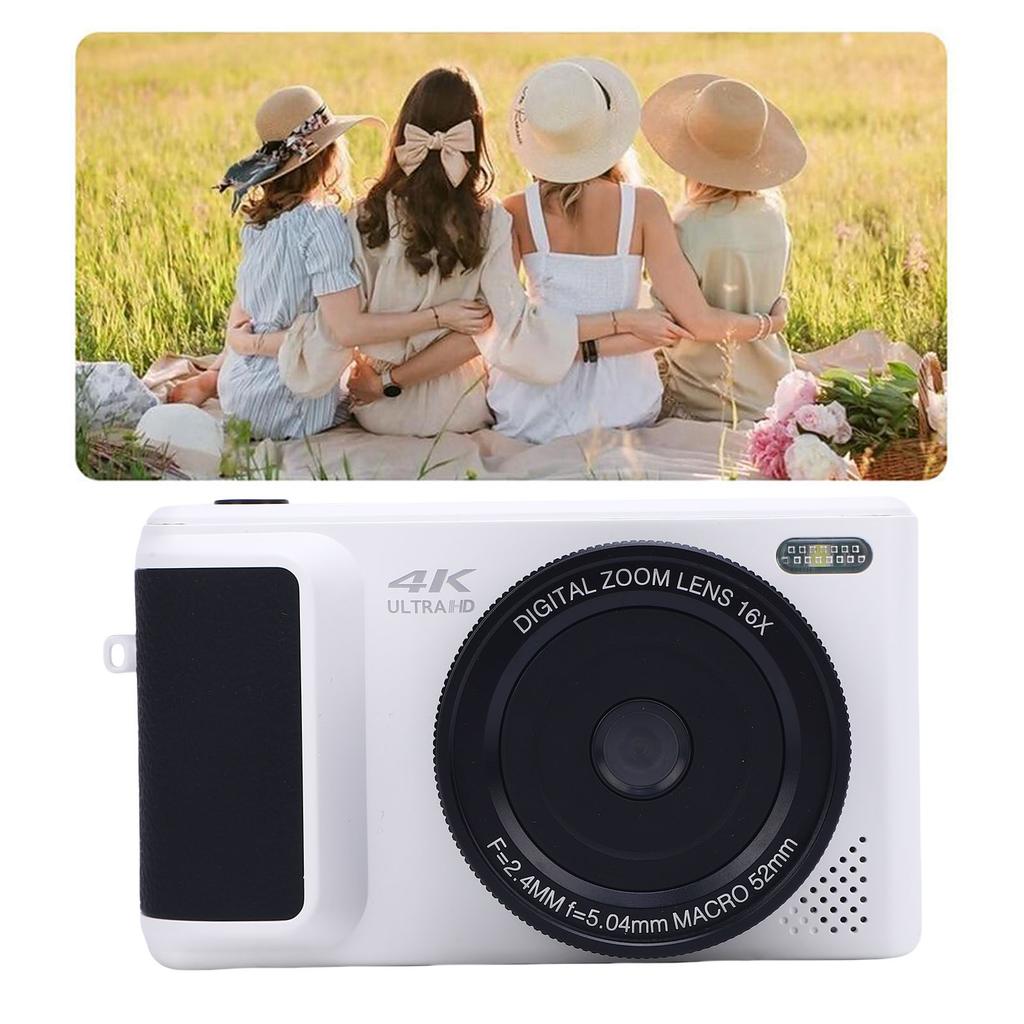 4K Digital Camera for Photography 6 P HD Auto 16X Digital Zoom Retro Mirrorless Video Camera with Screen for Travel
