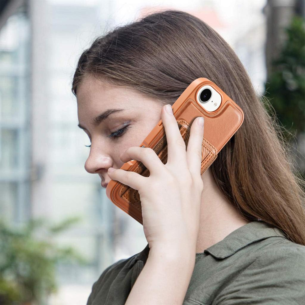 Чехол CASENEO для iPhone 16e со складной подставкой, ТПУ, ПУ кожа, PC-карман, Магнитная крышка телефона, Совместим с MagSafe