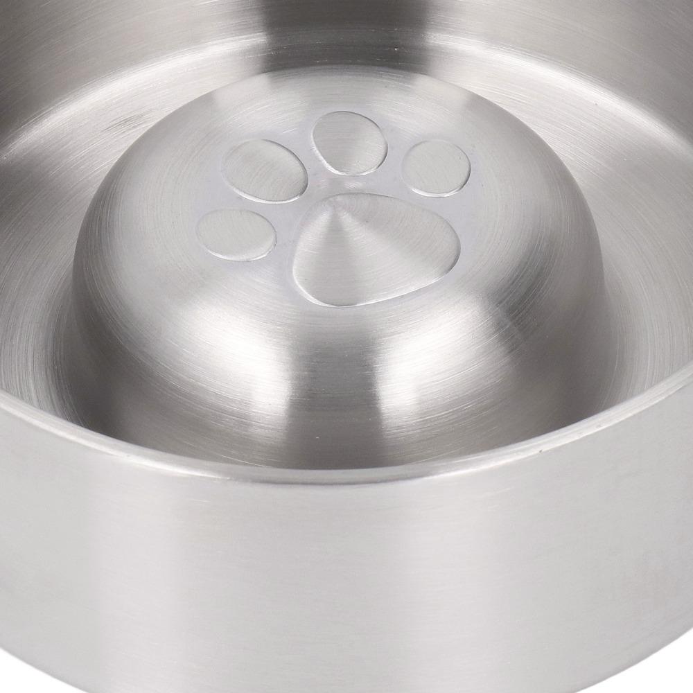304 Metal Material Dog Bowl Large Capacity Double Layer Pet Feeding Bowl Round Shape Anti-Slip Bottom Metal Bowl Home Pet Use