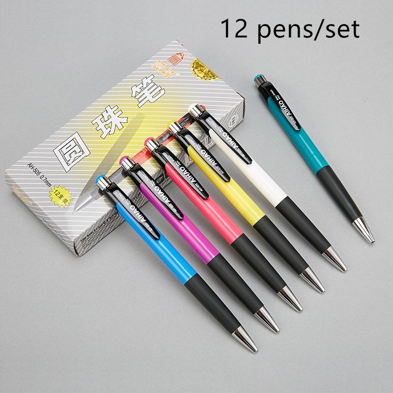 12pcs Blue Color Ballpoint Pen 0.7mm Roller Ball Classic Office Stationery School Supplies A6269