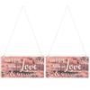 2pcs Wooden Hanging Plaque Welcome Hanging Board Door Window Wall DIY Decoration
