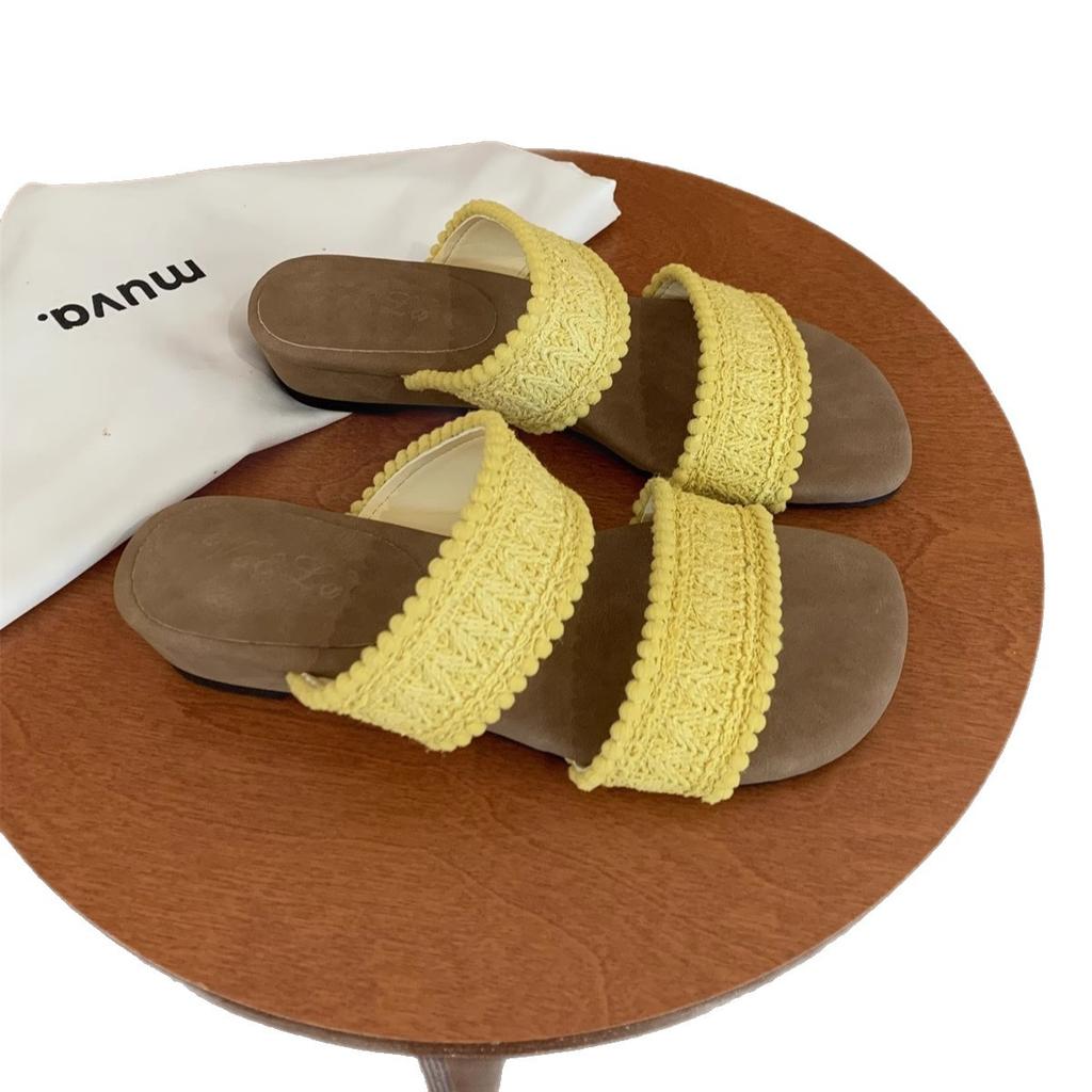 Wedge Heel High Heel Thick Sole Cool Slippers Women's Summer Wear 2025 New with Skirt Bohemian One-word Sandals